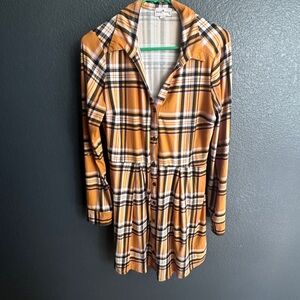 👏👏Plaid Button-Up Dress